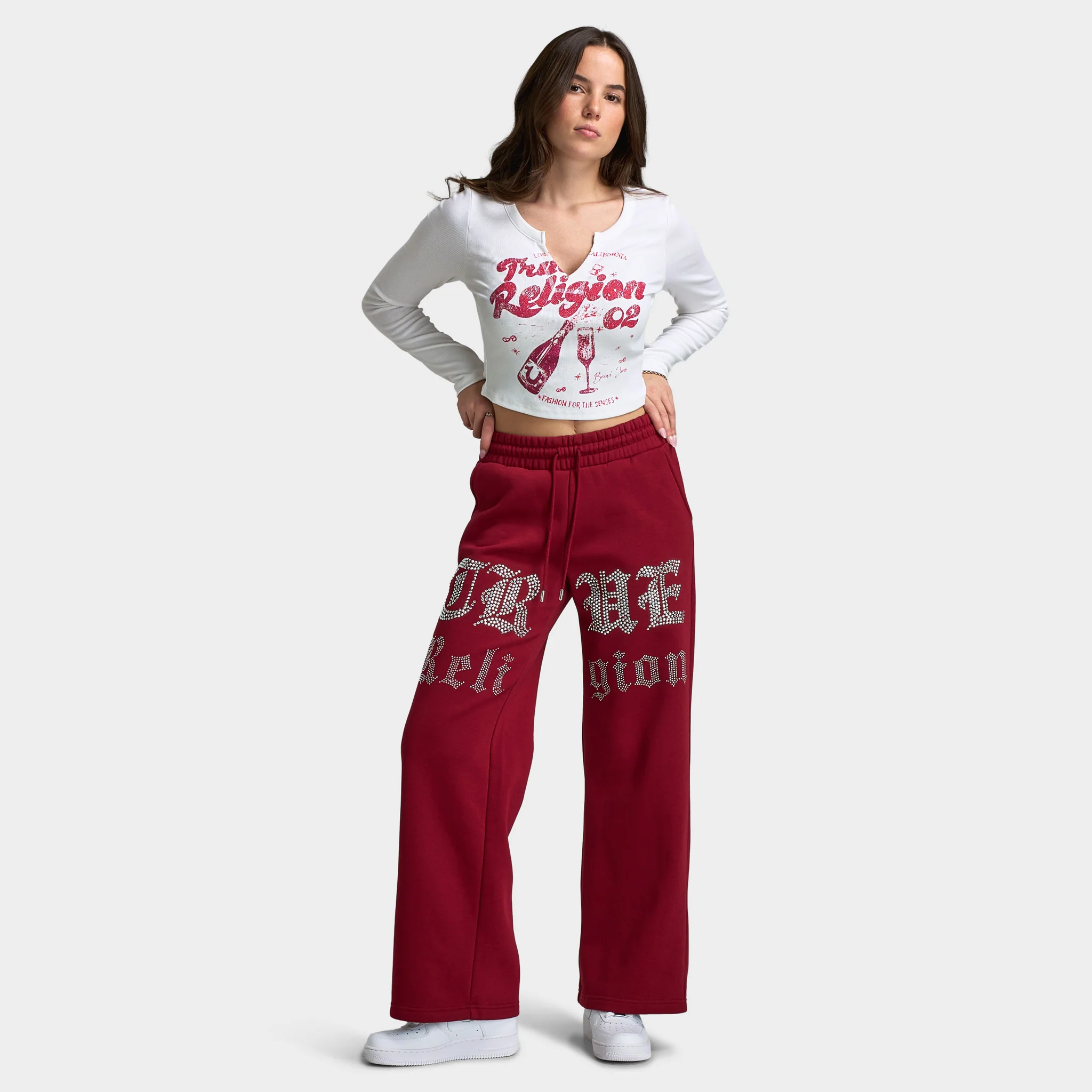 True Religion Women's Crystal Wide Leg Pants / Rhubarb - Image 6