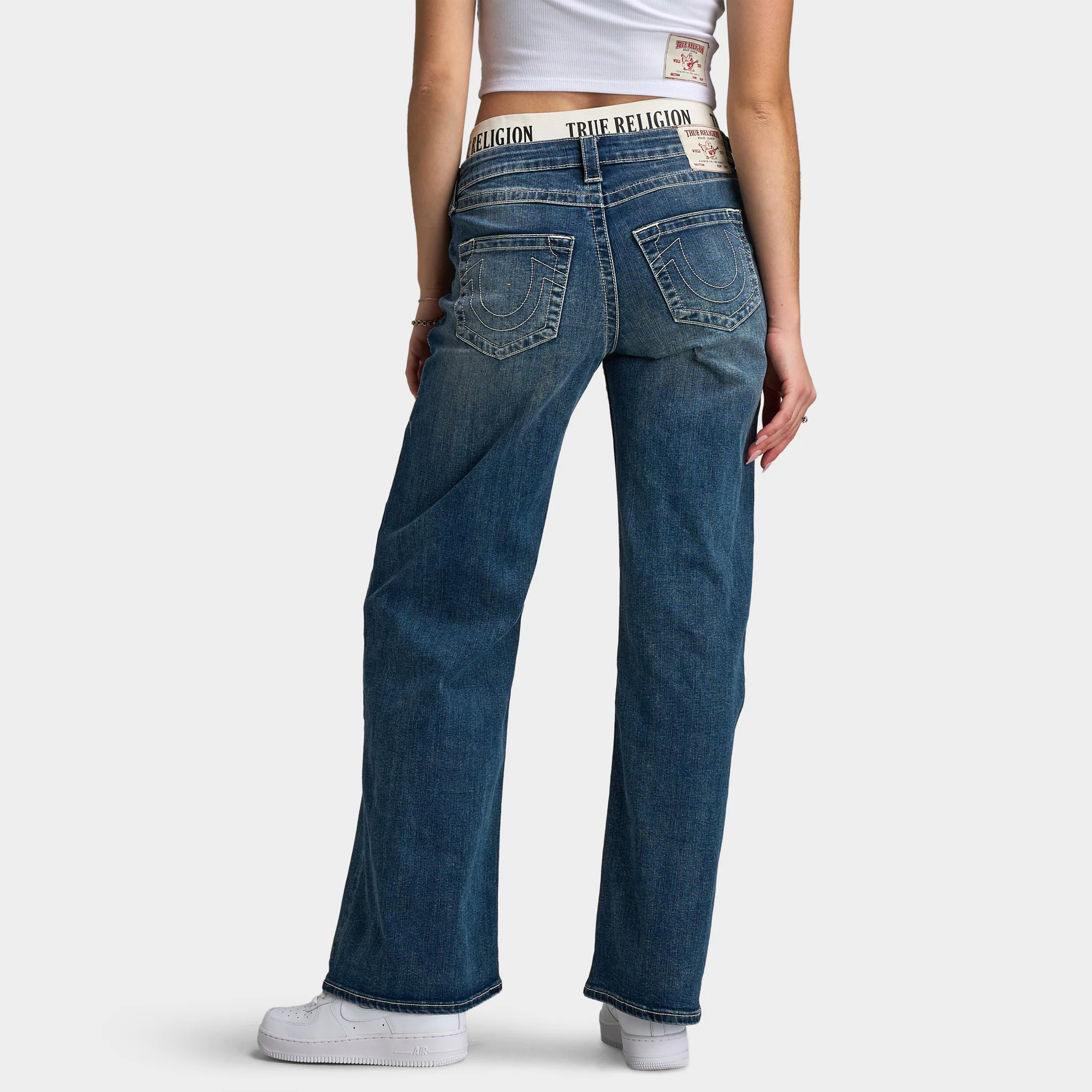 True Religion Women's Elastic Brief Bobbi Baggy Jean / Blue - Image 2