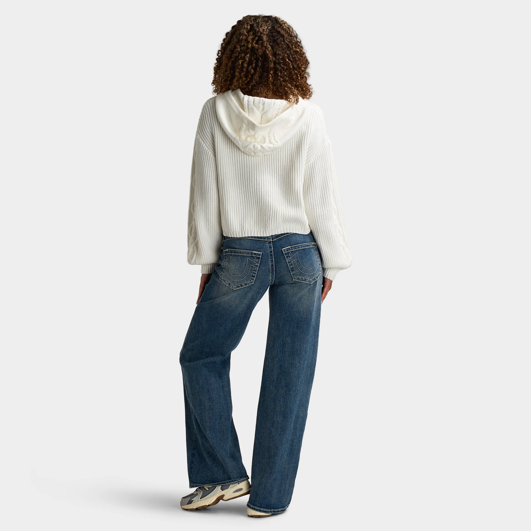 True Religion Women's Embroidery Pullover Hoodie / Winter White - Image 5
