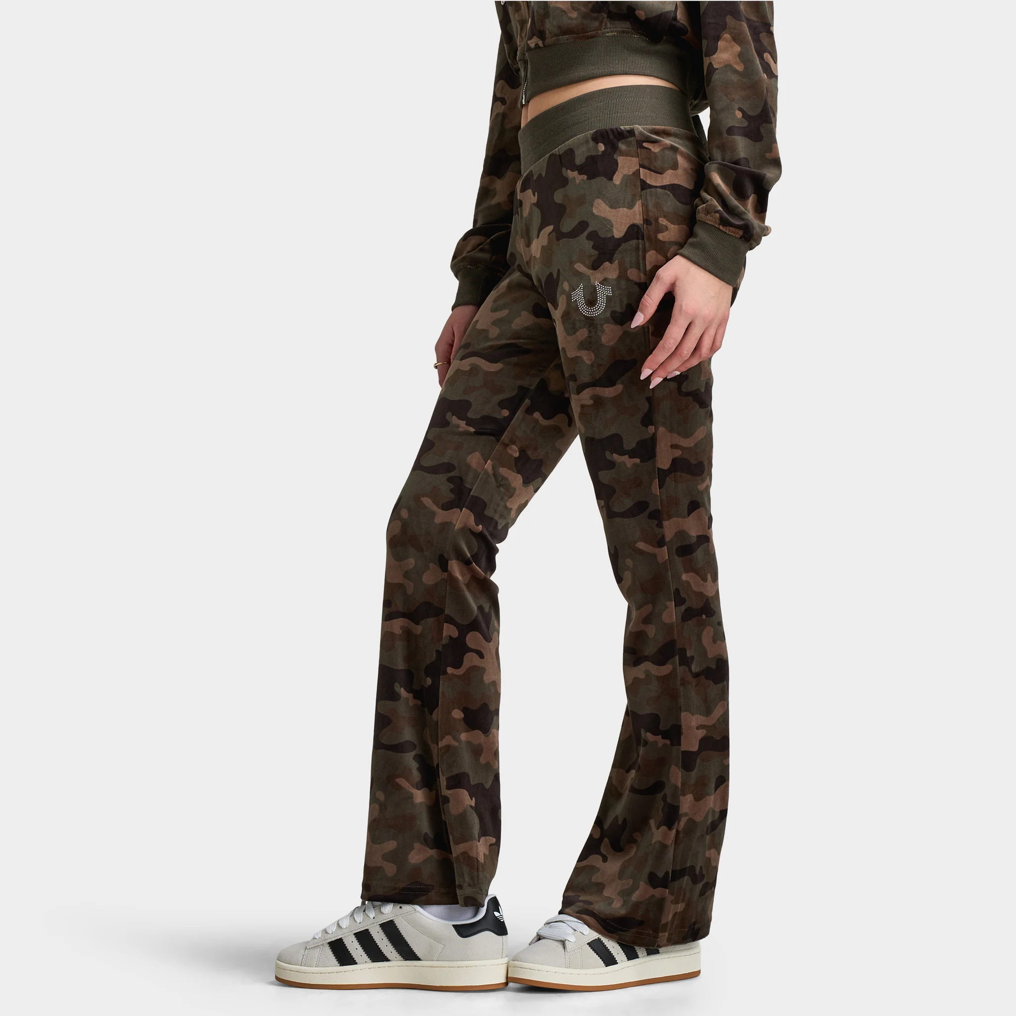 True Religion Women's Velour Bootcut Pants / Brown Camo - Image 3