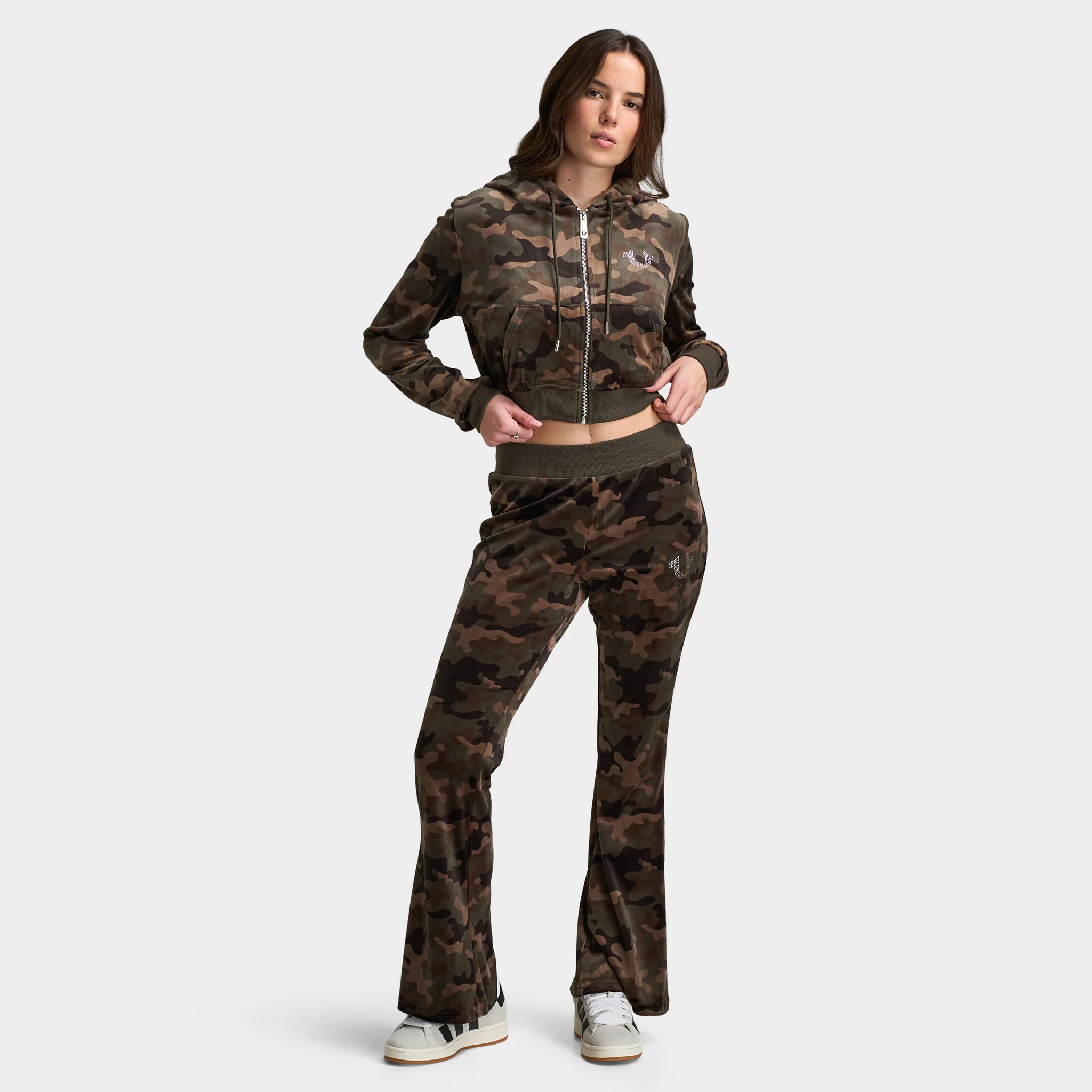True Religion Women's Velour Bootcut Pants / Brown Camo - Image 6