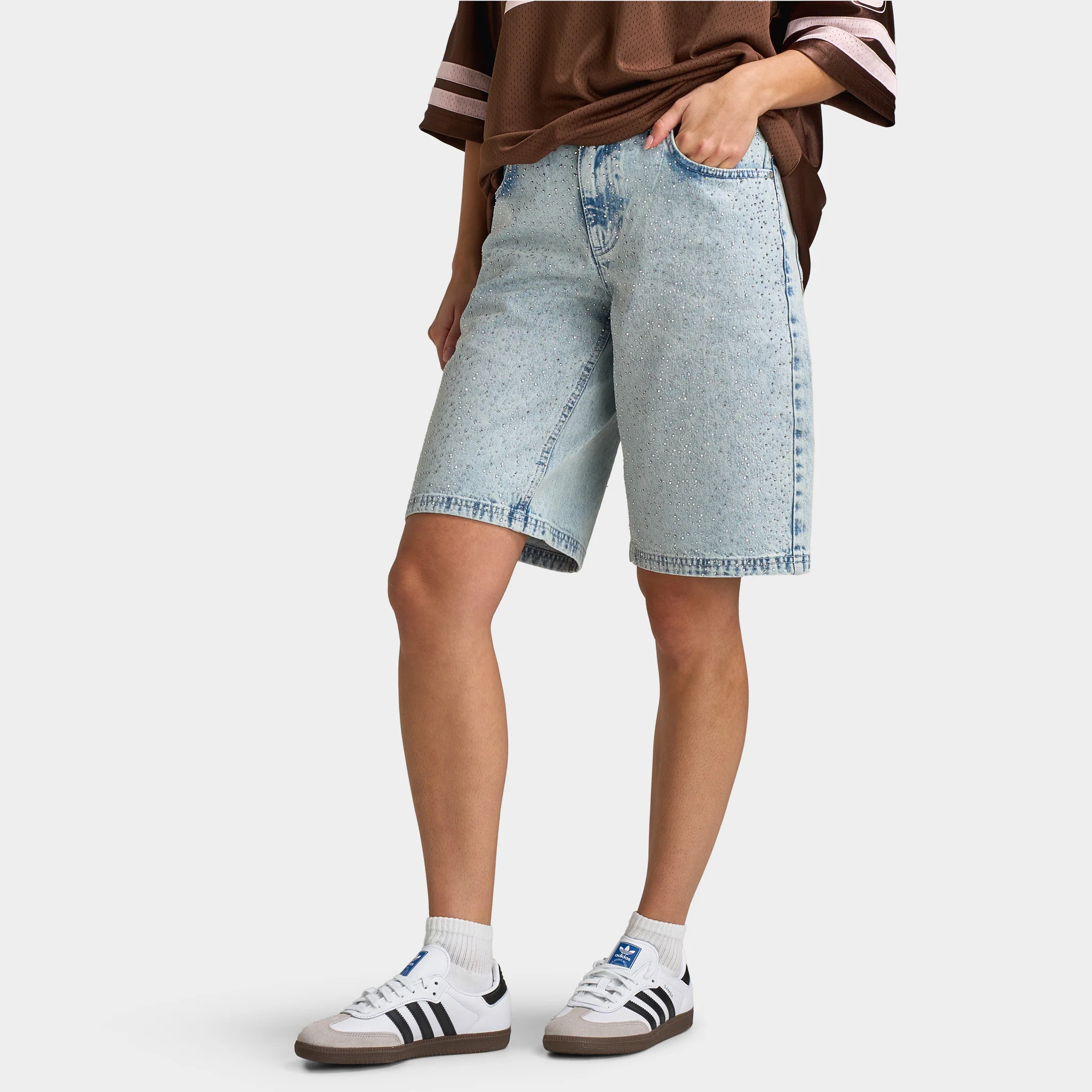Unlike Humans Human Jort / Rhinestone Extra Light Wash - Image 2