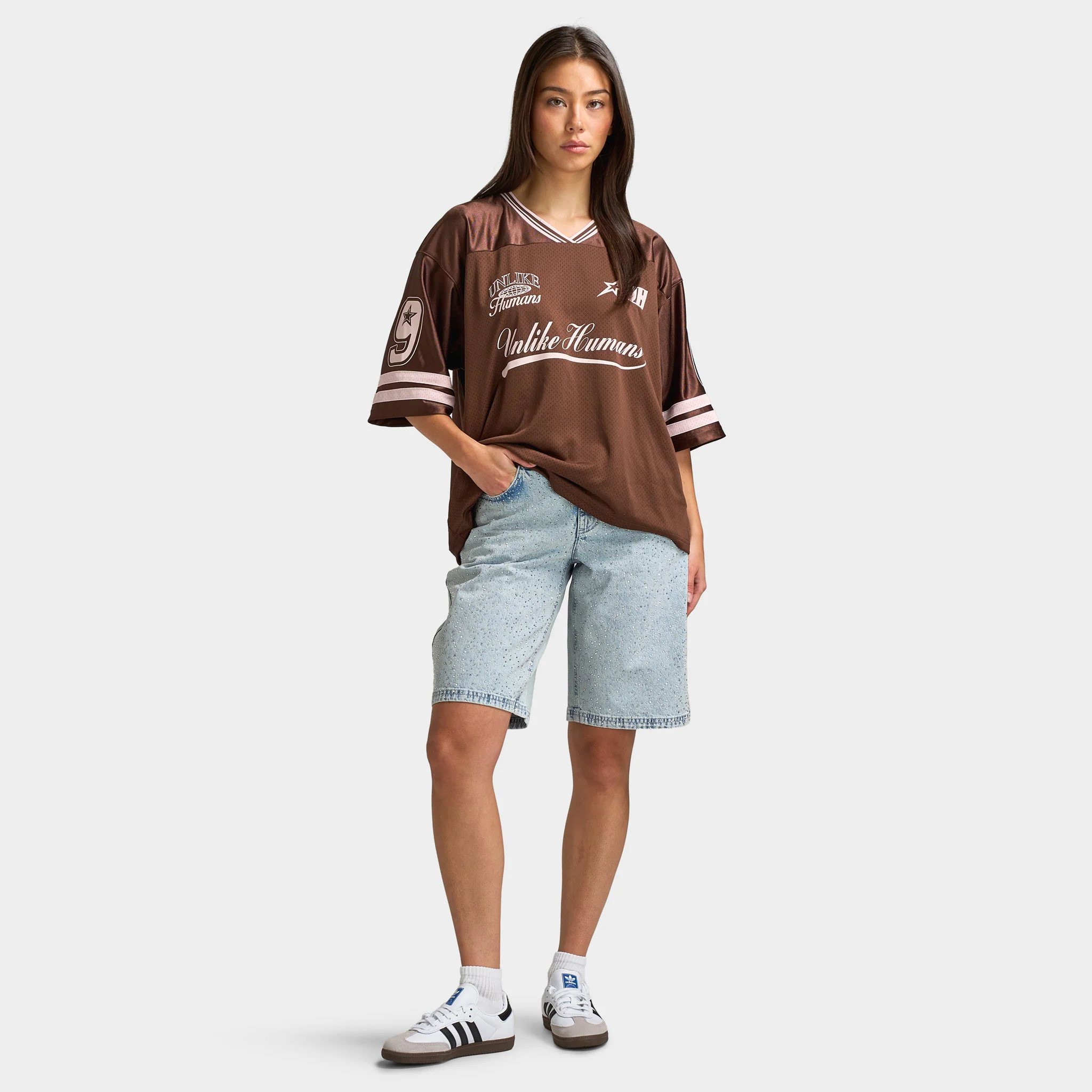 Unlike Humans Human Jort / Rhinestone Extra Light Wash - Image 6