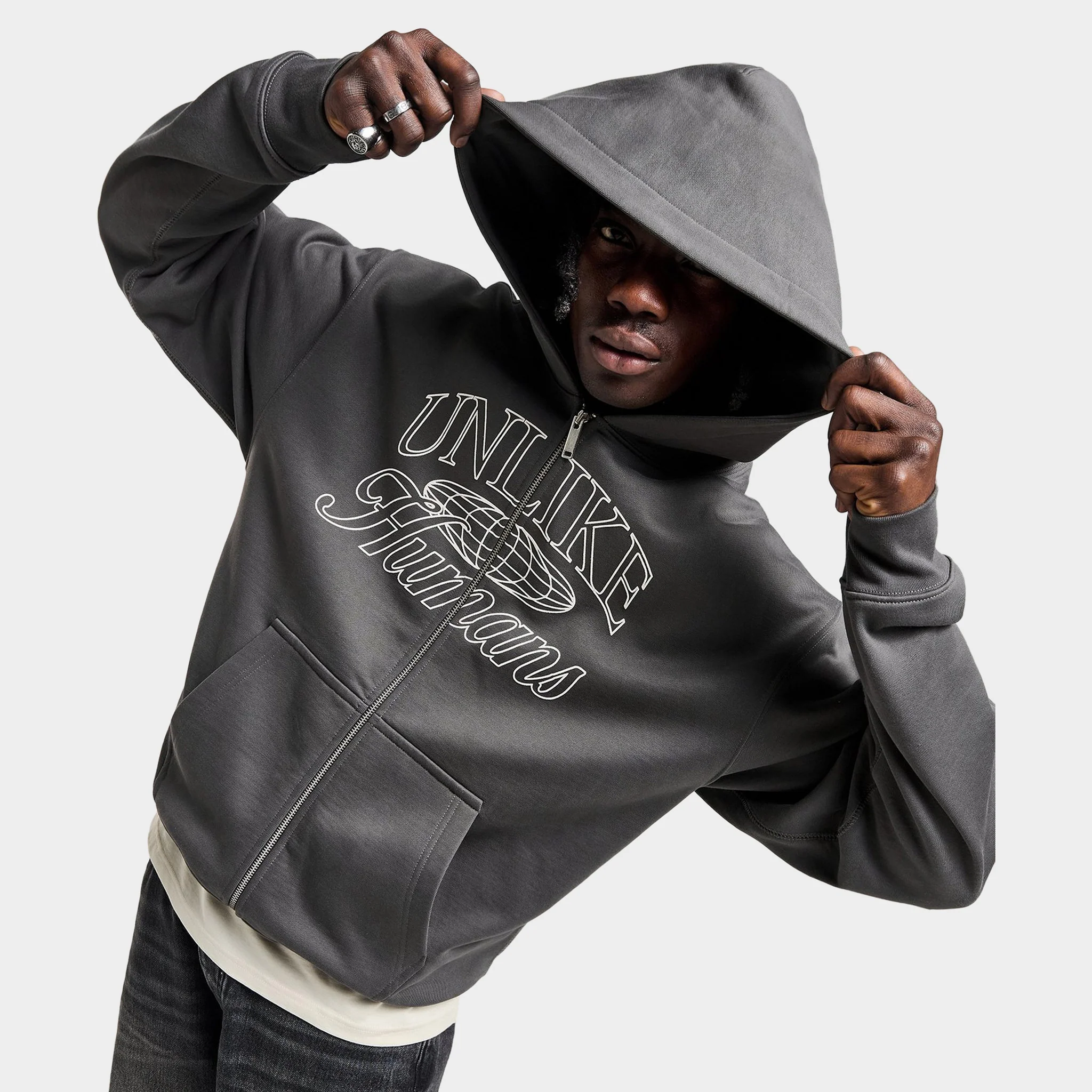Unlike Humans Inter Full Zip Hoodie / Volcanic Ash - Image 4