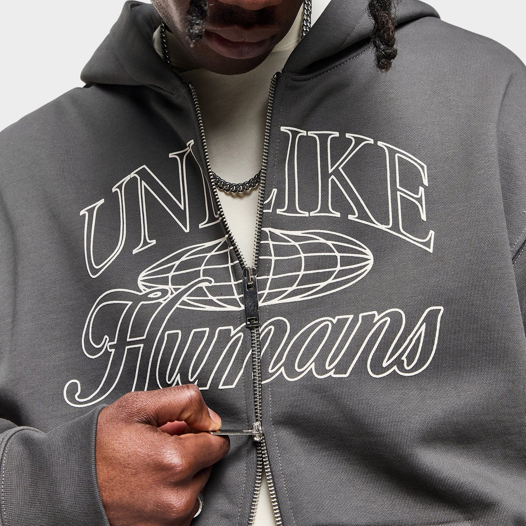 Unlike Humans Inter Full Zip Hoodie / Volcanic Ash - Image 5