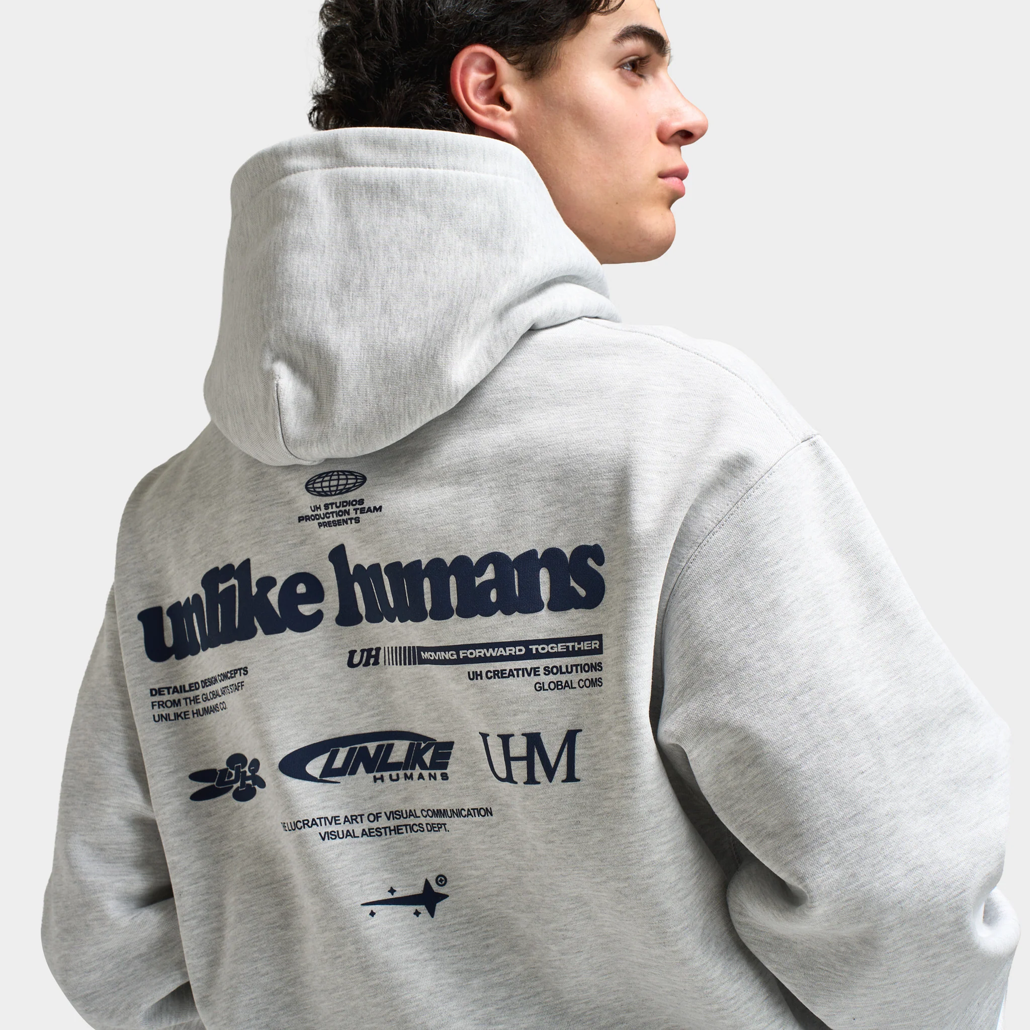 Unlike Humans Hoodie / Light Grey Marl - Image 4