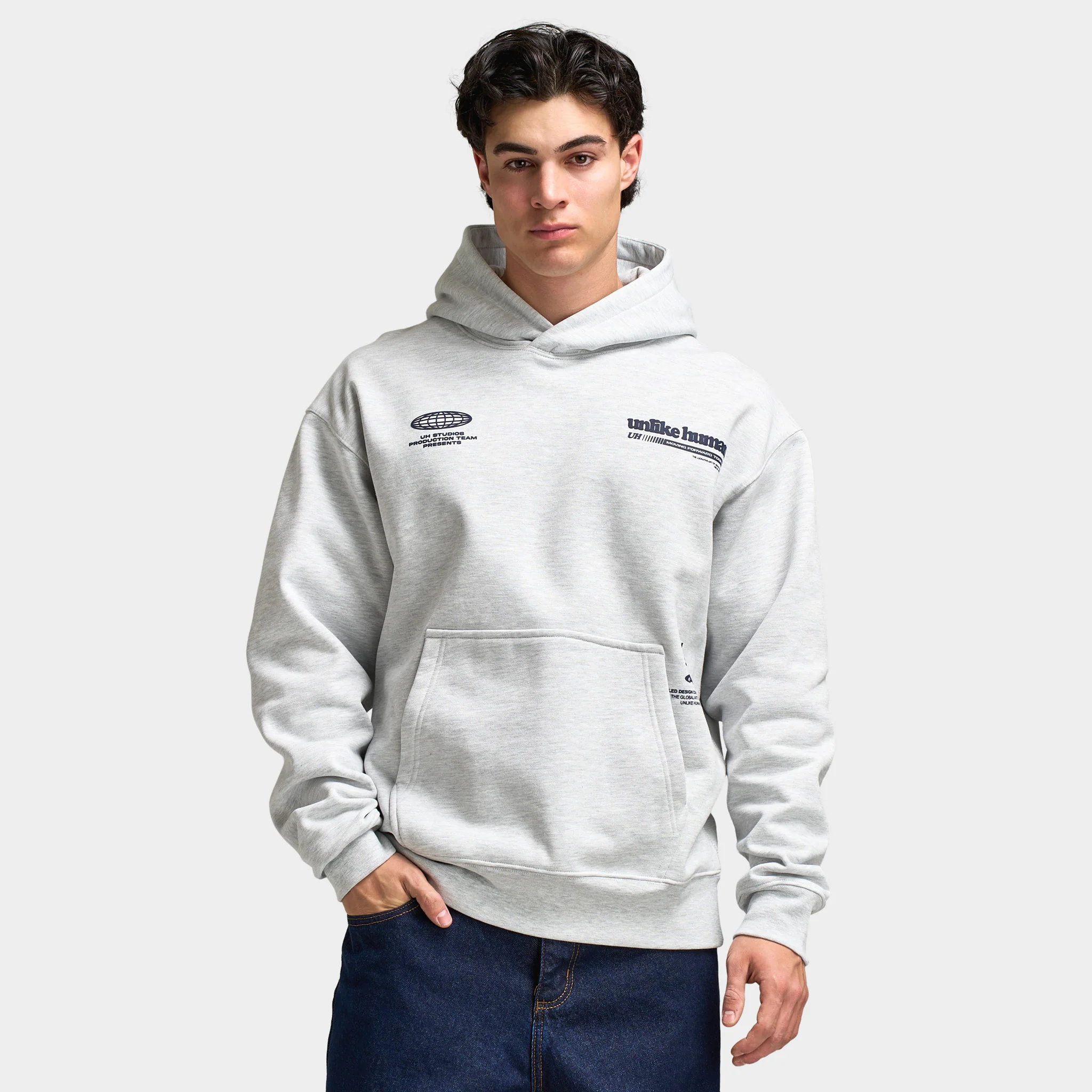 Unlike Humans Hoodie / Light Grey Marl - Image 5