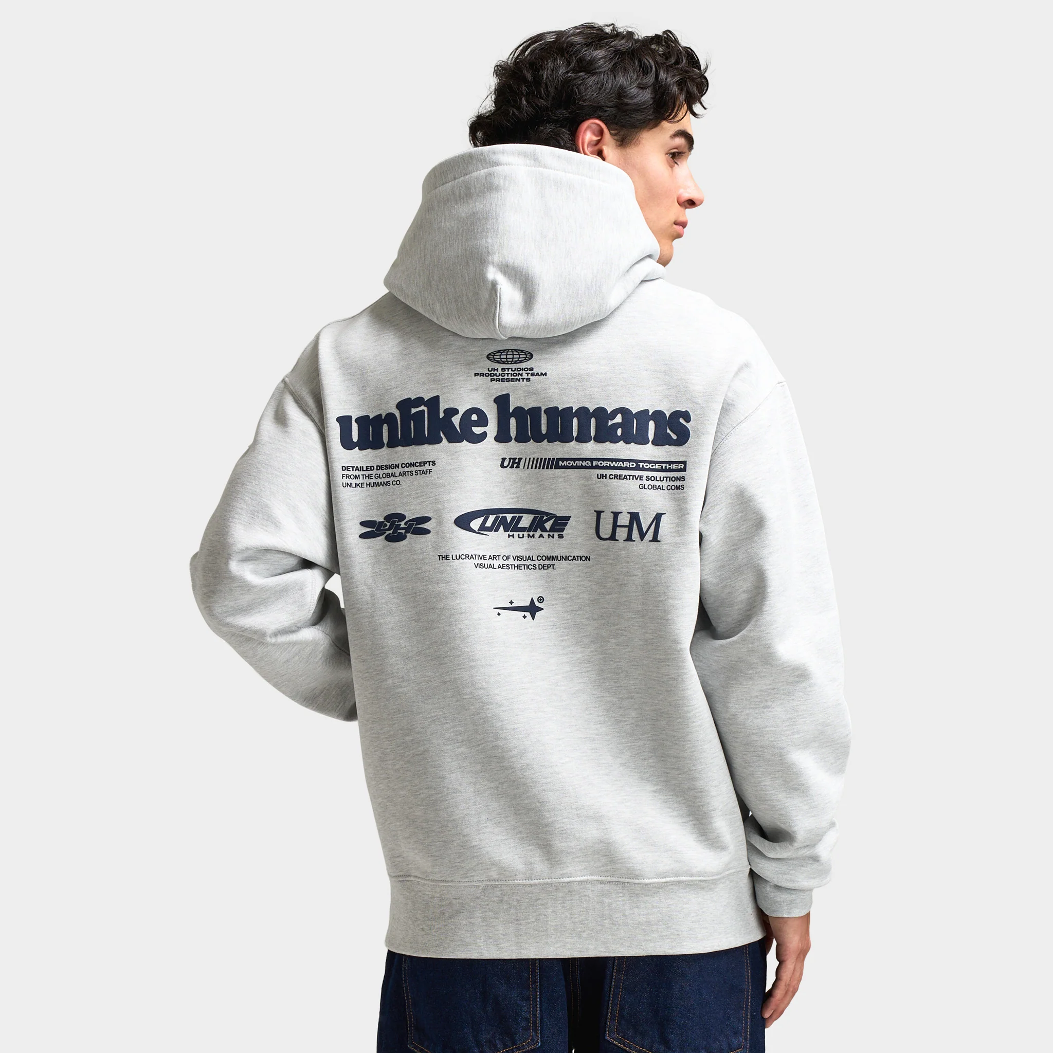Unlike Humans Hoodie / Light Grey Marl - Image 6
