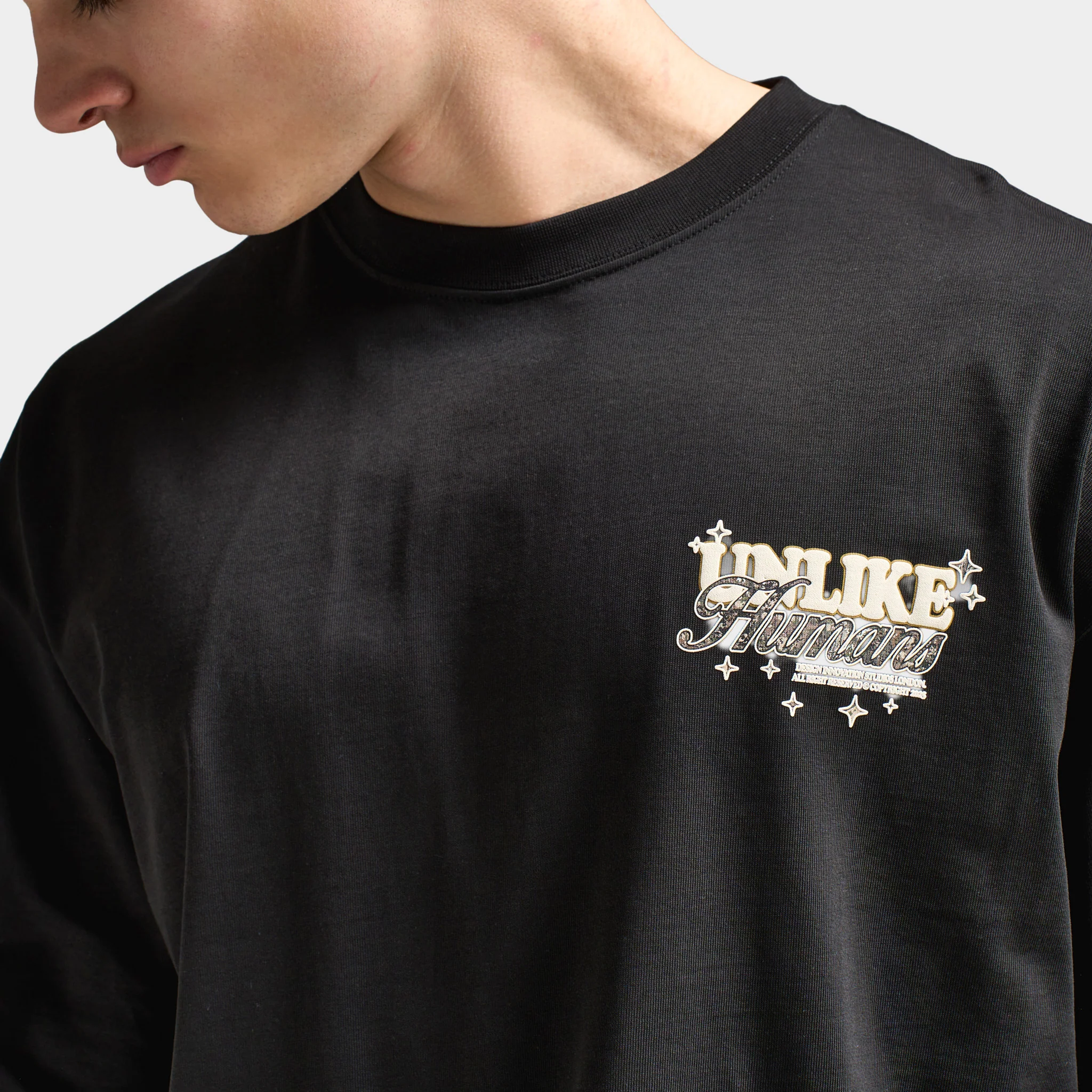 Unlike Humans Steel Graphic T-Shirt / Black - Image 3