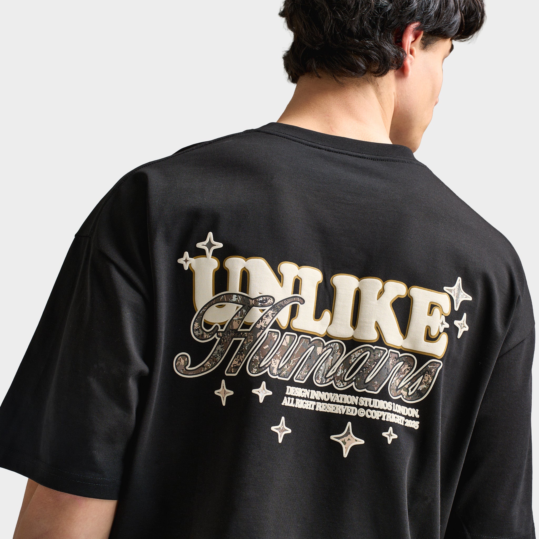 Unlike Humans Steel Graphic T-Shirt / Black - Image 4