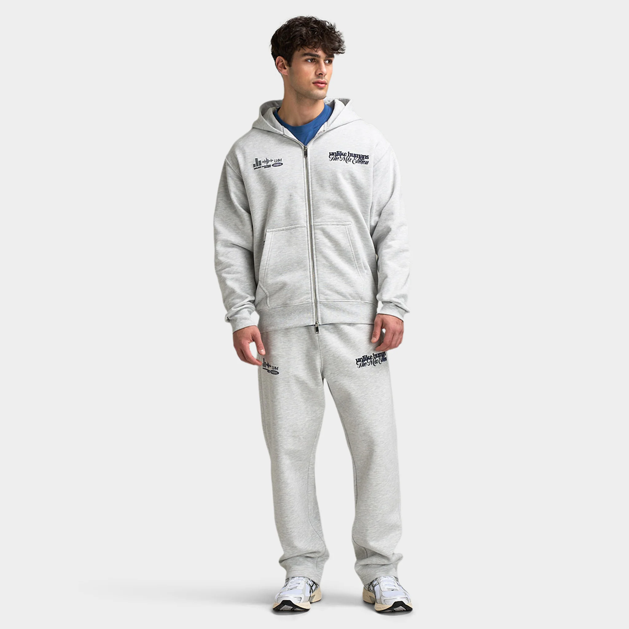 Unlike Humans Mixer Full-Zip Hoodie / Grey Marl - Image 5