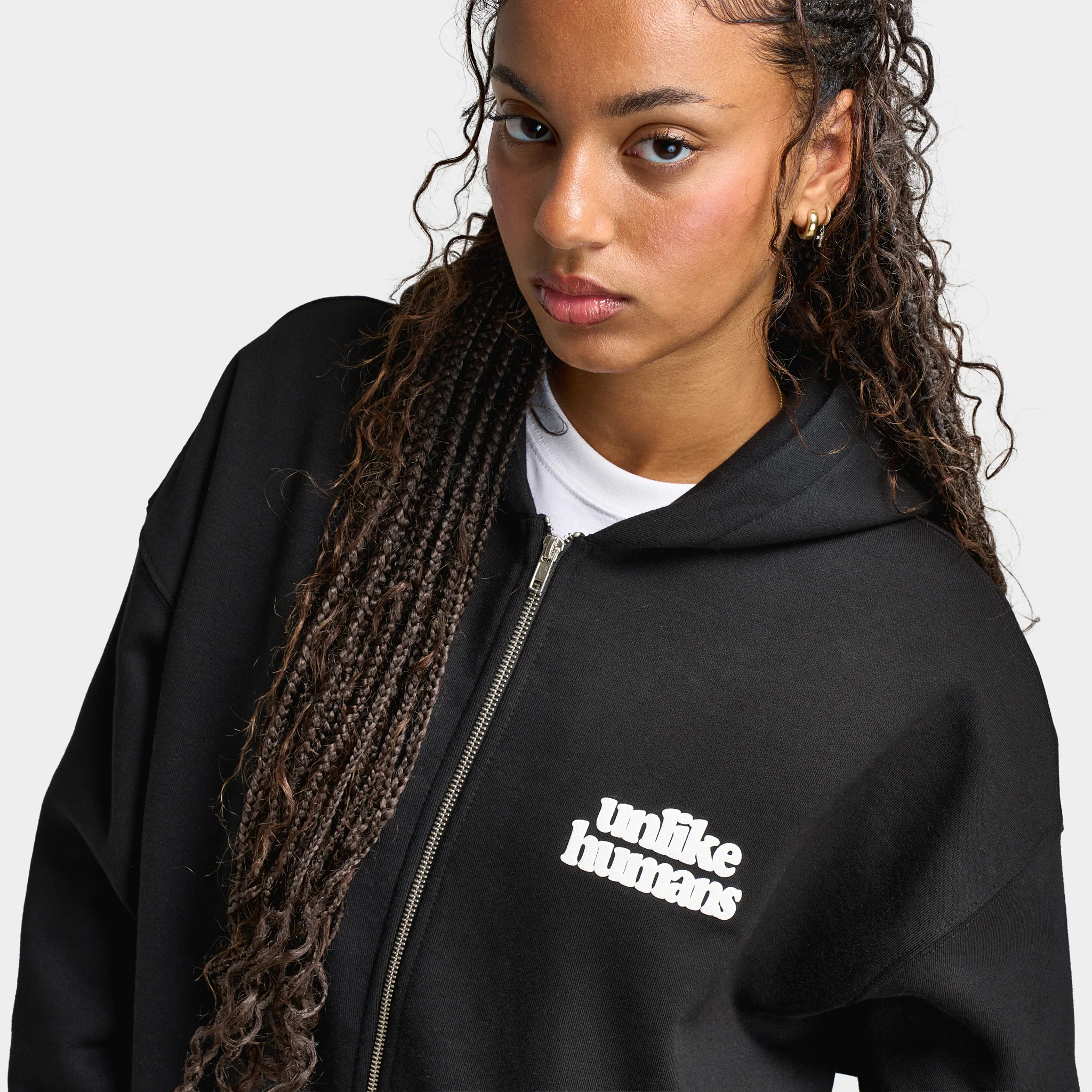Unlike Humans Women's Bubble Full Zip Hoodie / Black - Image 4