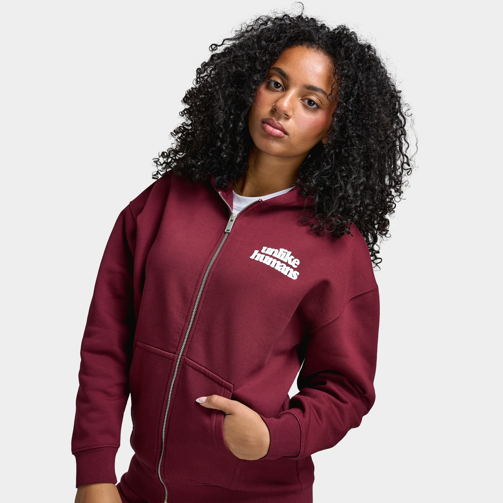 Unlike Humans Women's Bubble Fullzip Hoodie / Red - Image 3