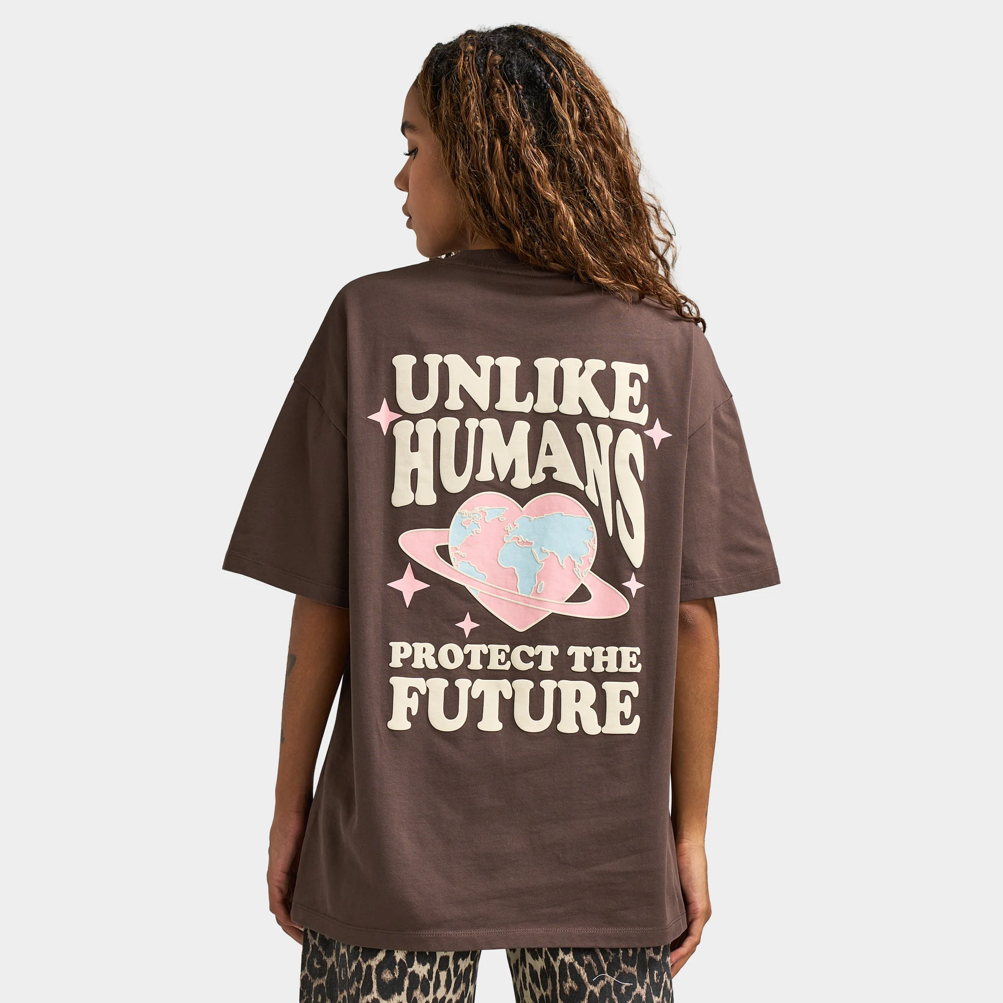 Unlike Humans Women's Protect Tee / Brown - Image 2