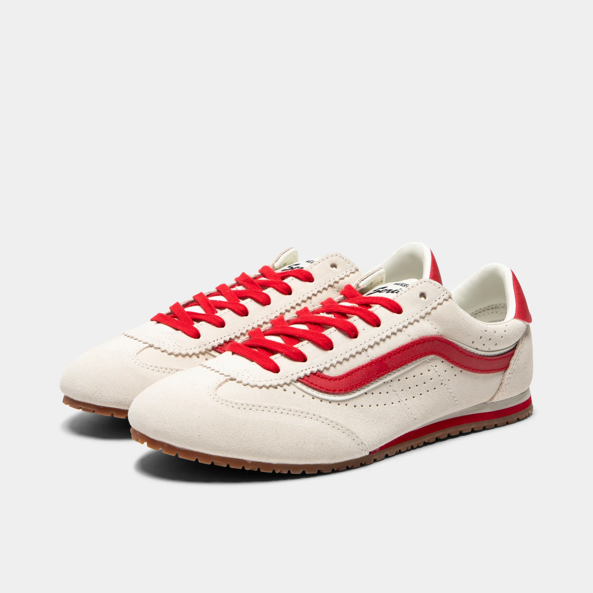 Vans Super Lowpro Suede Marshmallow / Racing Red - Image 2
