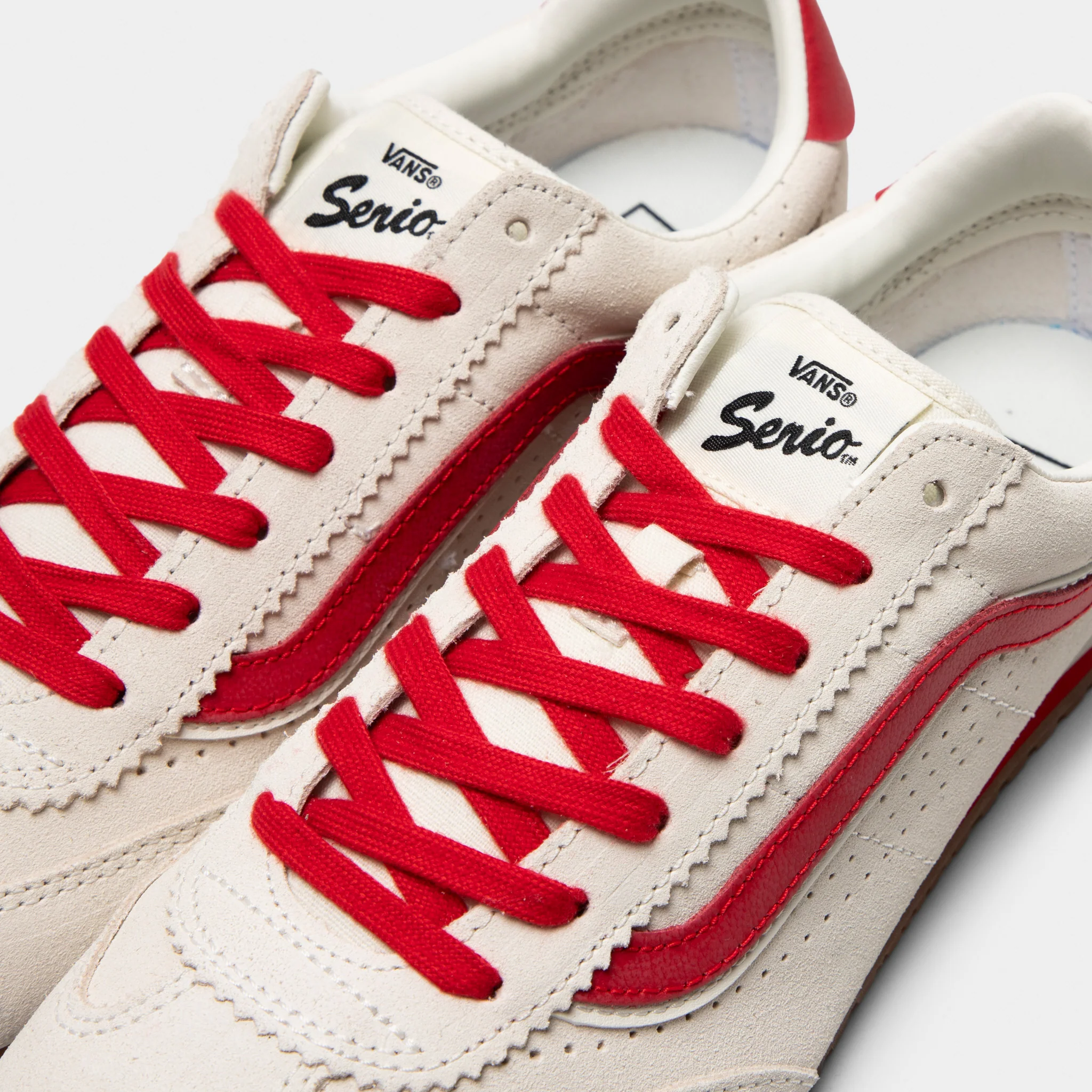Vans Super Lowpro Suede Marshmallow / Racing Red - Image 3