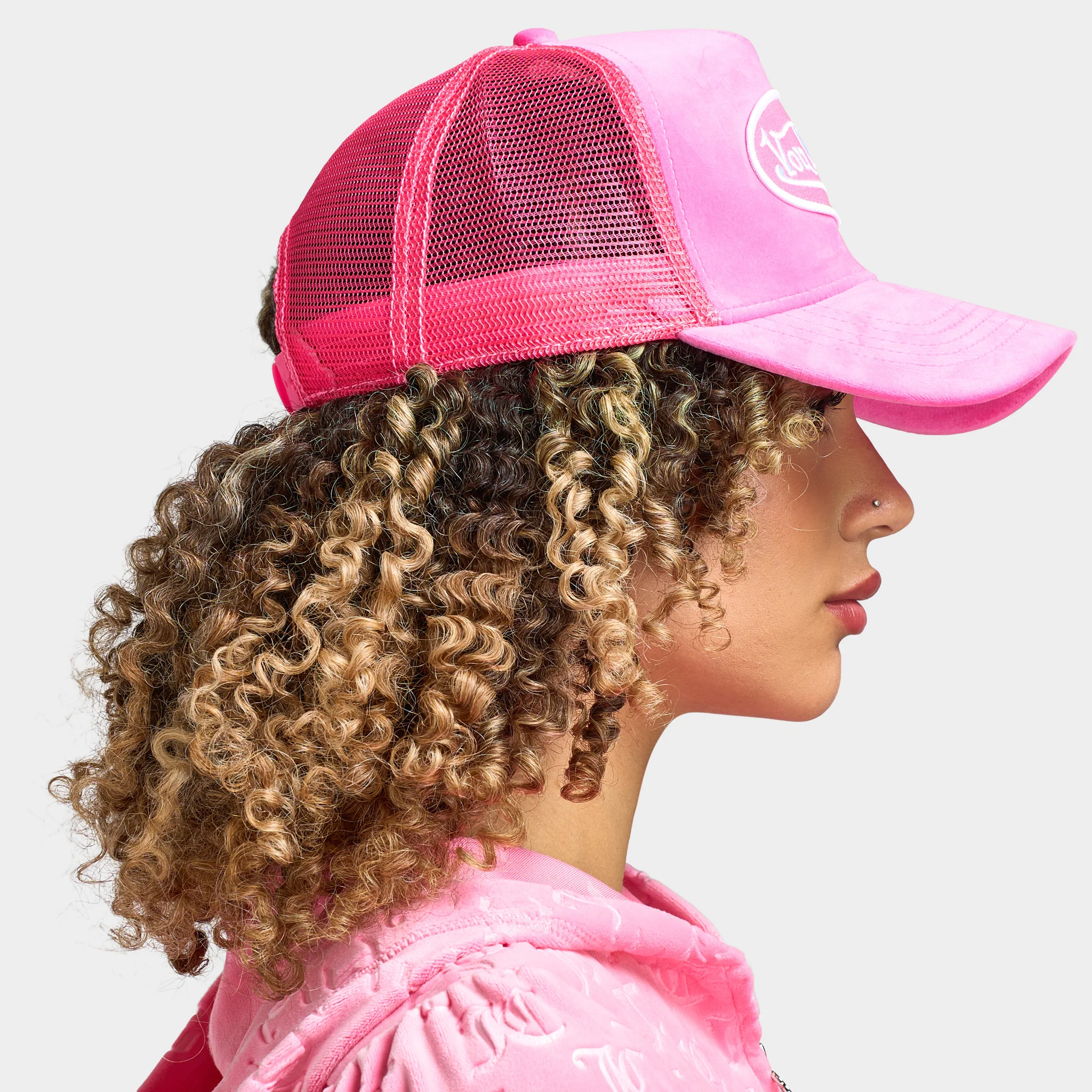 Von Dutch Velvet Trucker Hat / Pink - Image 2