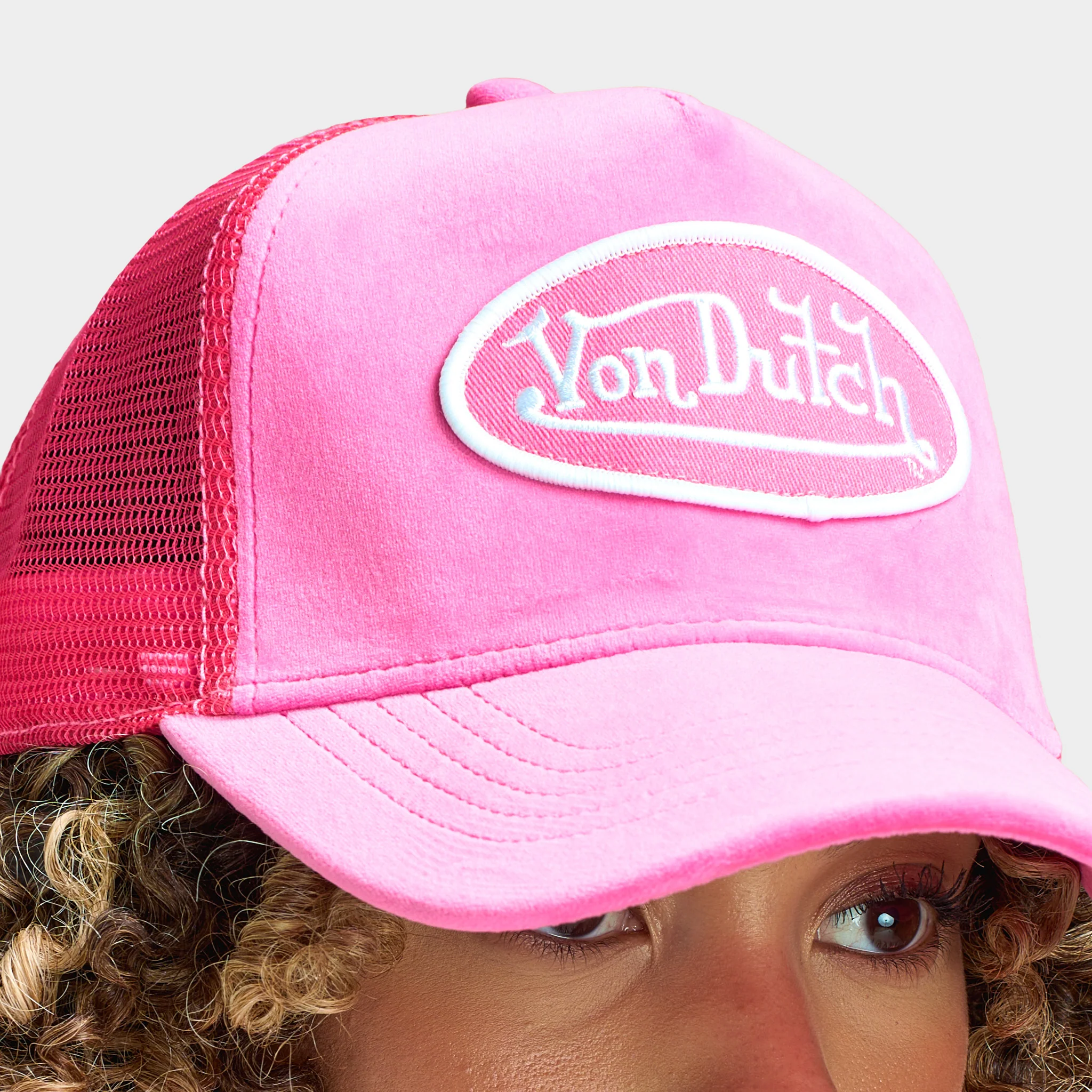 Von Dutch Velvet Trucker Hat / Pink - Image 4